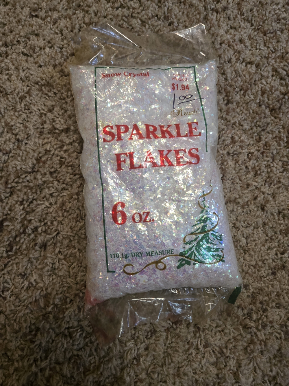 Vintage Rauch Sparkle Flakes 6oz Snow Crystal